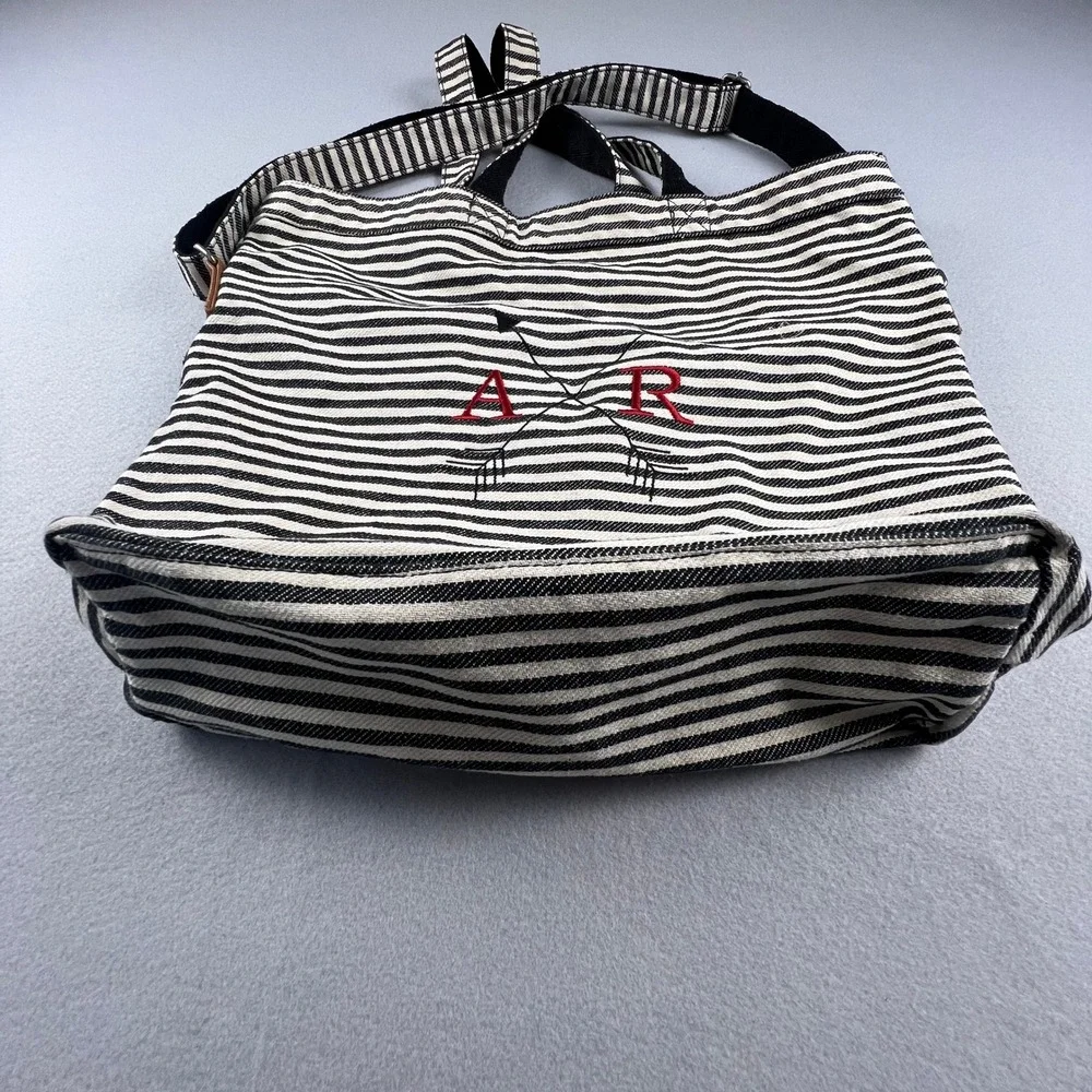 Thirty-One Retro Metro Crossbody Bag Striped Canvas Tote Summer Sailor